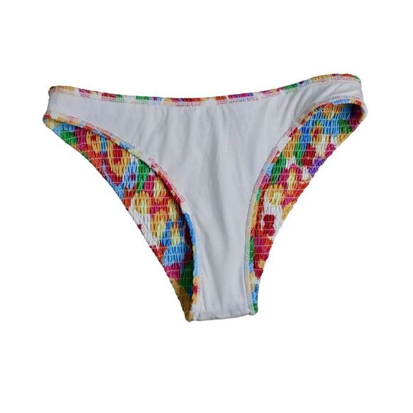 Shein Floral Smocked Pink Blue High Leg Bikini Swim Bottom sz Large - Picture 3 of 6